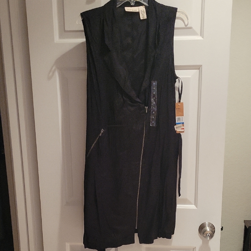 DKNY Black Sleeveless Zipper Dress